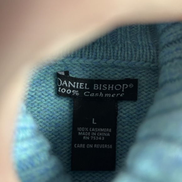 Daniel Bishop 100% Cashmere Sweater Womens Large Blue Turtleneck Knit Pullover - Picture 3 of 6